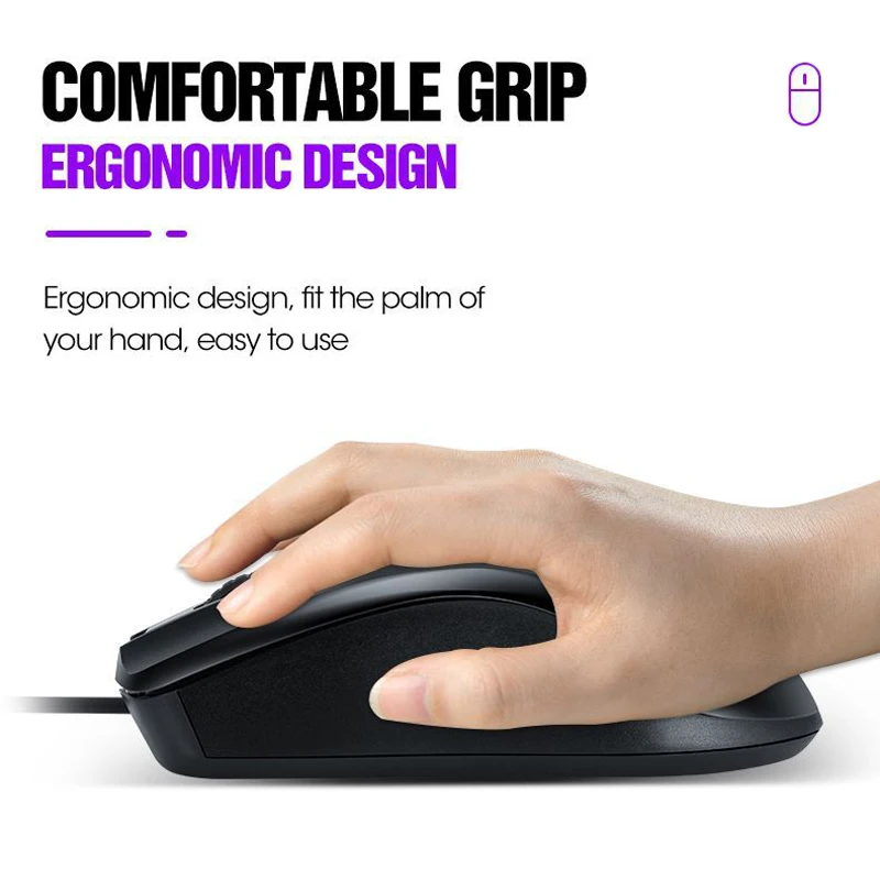 Ratón con cable USB ultradelgado para ordenador, Mouse ergonómico de 1000DPI para oficina en casa, portátil, Gamer, Notebook, juegos para Windows, Mac, OS, Linux, PC - imagen 4