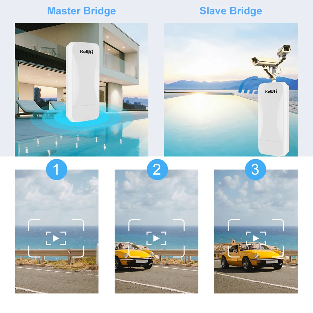 KuWfi-puente Wifi para exteriores, enrutador inalámbrico de 1KM, 2,4G, 300Mbps, extensor de largo alcance, Kit de enrutador AP CPE, puente inalámbrico, repetidor Wifi - imagen 4