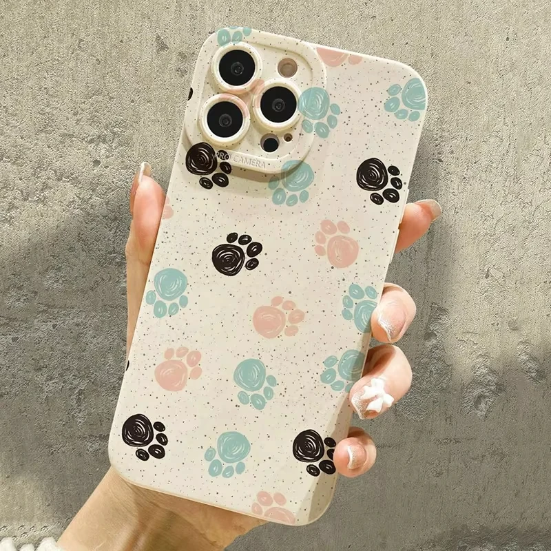 Funda de teléfono de silicona líquida con huella de perro para Samsung Galaxy A15 A35 A54 A55 S25 Ultra S24 FE S23 Plus S22 S20 S21 - imagen 5