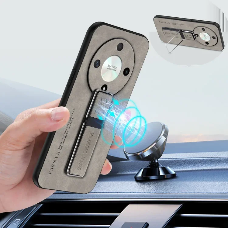 Funda de teléfono con soporte magnético de cuero suave de piel de oveja a la moda de lujo para Honor X9B, funda protectora trasera con soporte para Honor X9B