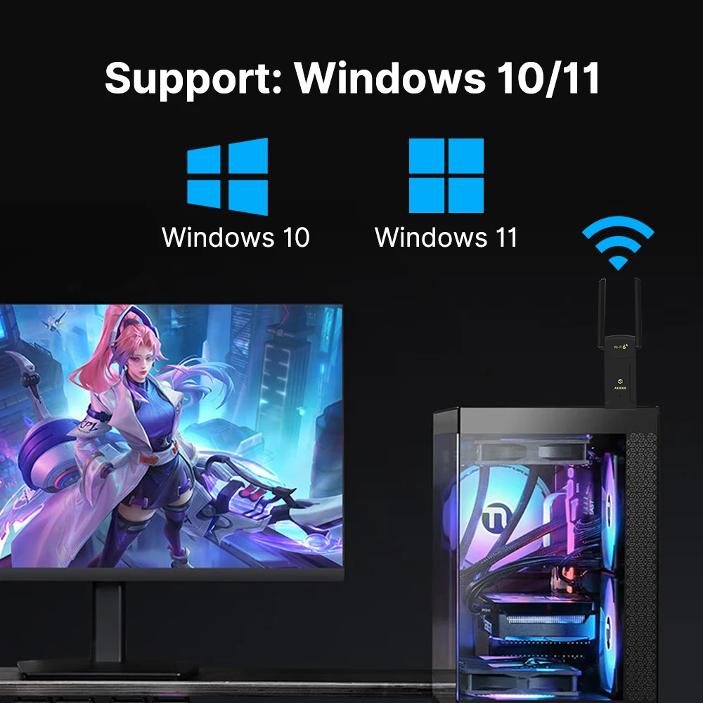 Fenvi WiFi 6E AX3000 adaptador USB Tri Band 2,4G/5G/6GHz WiFi6 tarjeta de red receptor inalámbrico USB3.0 Dongle de alta ganancia MU-MIMO - imagen 5