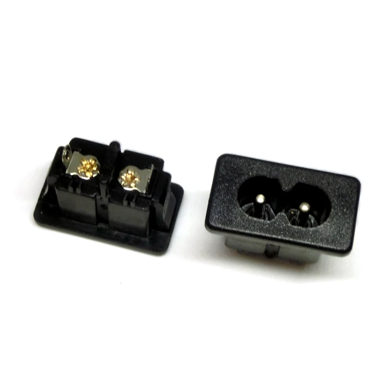 Enchufe de alimentación IEC320 C8 negro, 2 terminales, toma de entrada AC 250V 2.5A AC, conector, núcleo de cobre, enchufe estadounidense y europeo, 2 uds. - imagen 3