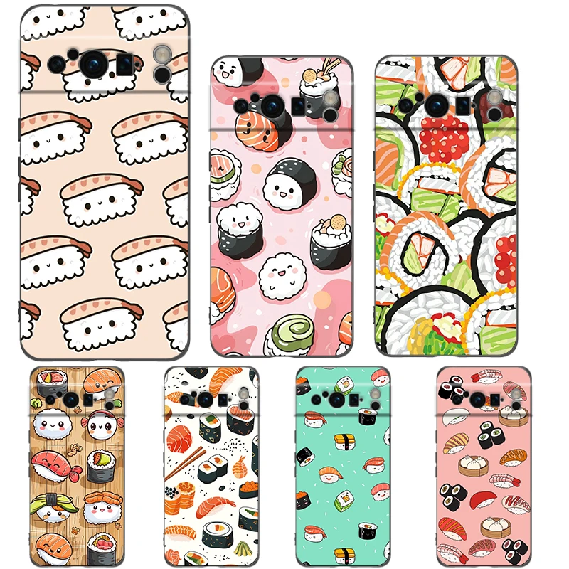 Para Google Pixel 10 Pro funda de teléfono Pixel 9 Pro XL TPU funda Pixel 8 Pro 9A 8A 7A 7 6A 6 Pro funda suave lindo sushi de dibujos animados
