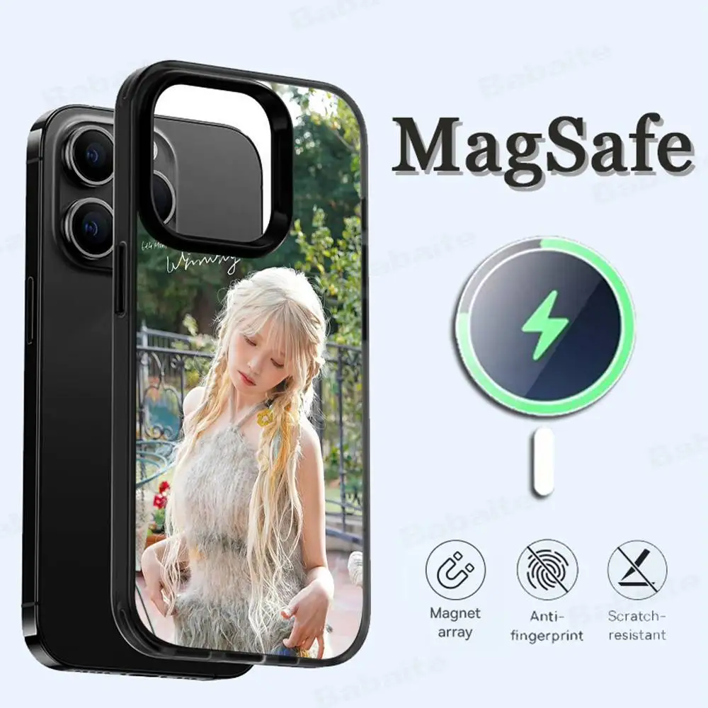 한국 가수 L-Lee J-Ji E-Eun I-IU 폰 케이스 마그네틱 케이스 아이폰 16 14 15 프로 맥스 플러스용 맥세이프 무선 충전 커버 - imagen 2