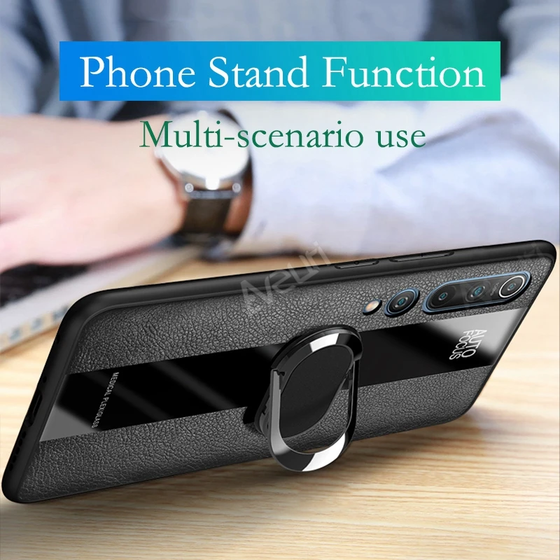 Funda de teléfono con anillo de cuero PU para Xiaomi Mi 10T Lite 11T 12T 13T Pro Poco X3 NFC F3 F4 GT F5 Redmi Note 9S 10S 9 10 Pro - imagen 4