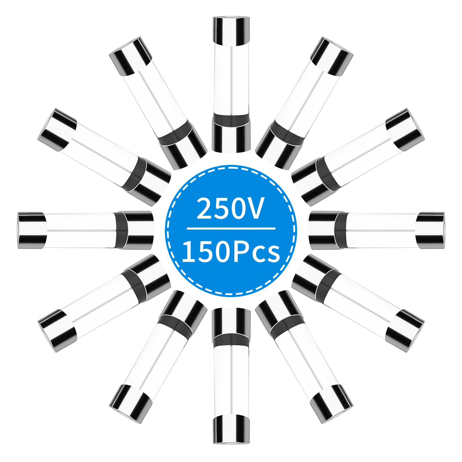 Kit surtido de fusibles de vidrio de soplado rápido, 100/150 Uds., 15 valores M5x20mm 0.1A-30A - imagen 4