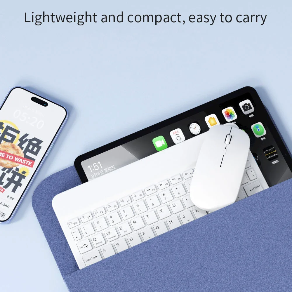 Teclado inalámbrico Bluetooth, ratón para IOS, Android, Windows, tableta para IPad Air Mini Pro, teclado púrpura español, árabe, hebreo - imagen 4