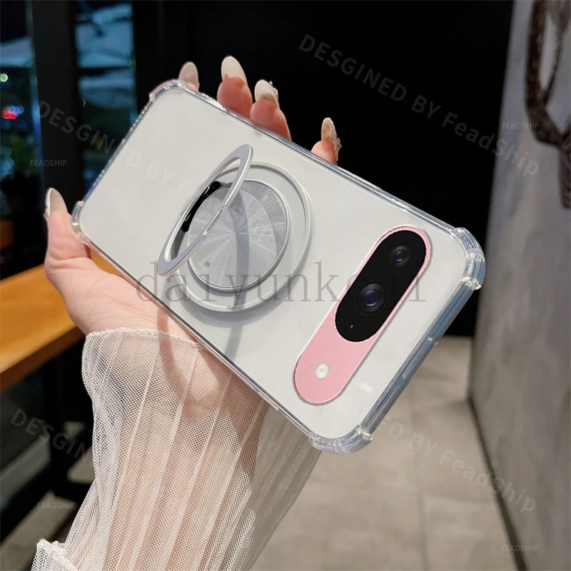 Funda de teléfono magnética para Google Pixel 9 7 8 6 Pro, funda suave de silicona transparente Pixel 7A 6A 9A 8A con película de pantalla de soporte - imagen 4