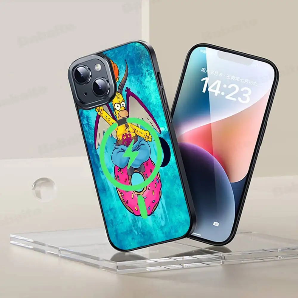 Funda de teléfono con dibujos animados Homer s-simpson, funda magnética para iPhone 16 14 13 12 11 15 Pro Max Plus para cubierta de carga inalámbrica Magsafe - imagen 2