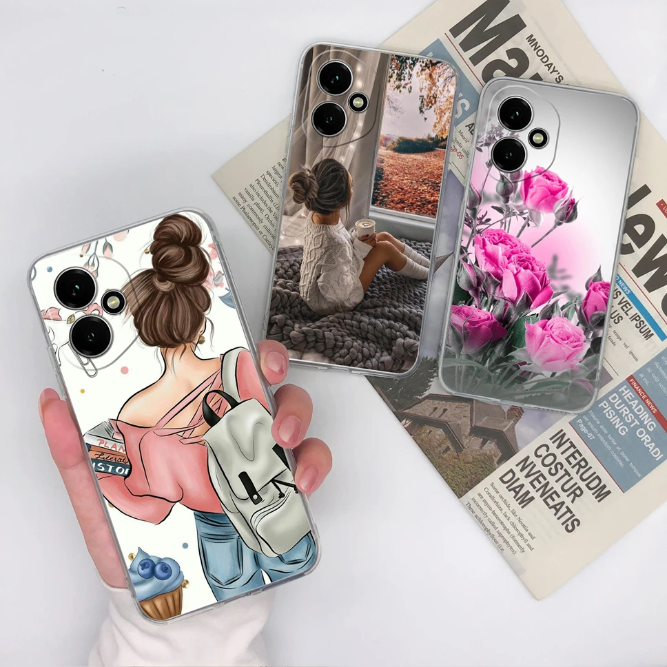 Funda blanda para Honor 400 Pro 5G, carcasa de teléfono de silicona TPU transparente con dibujos de oso bonito para Honor 400Pro, protección de cámara, Fundas Capa - imagen 2