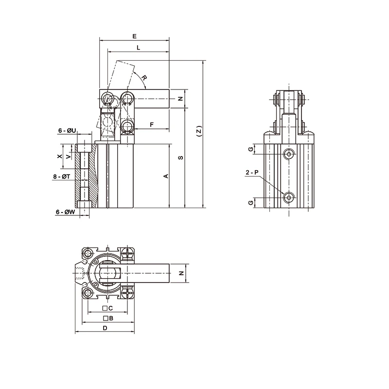 Cilindro de palanca JGL, brazo basculante de sujeción ALC, bloqueo de presión de aire, cilindro de abrazadera de presión de aire 25/32/40/50/63/80/100 T5R - imagen 4