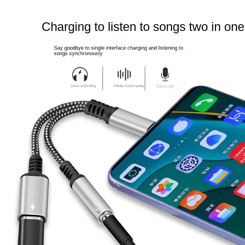 Cable de carga rápida PD 2 en 1, divisor USB tipo C, convertidor A Adaptador de Audio Jack de auriculares dc3.5 mm, 10/60W - imagen 3