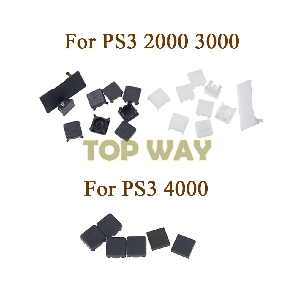 1 Juego de tapa de tornillo de botón de plástico, cubierta de pies de goma, juego de repuesto para PS3 Slim 2000 3000 4000 para controlador Sony Playstation 3
