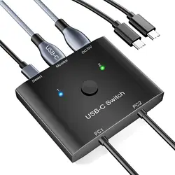 KCEVE Conmutador KVM USB-C para 2 portátiles y monitor 4K 120 Hz