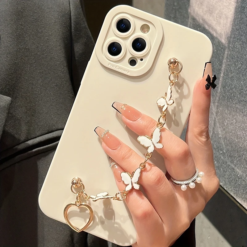 Funda de teléfono con cadena de mariposa blanca y negra para Xiaomi Redmi Note 14 13 12 11 Pro Plus 4G 5G 12S 11S 10S Redmi 13C 14C - imagen 3