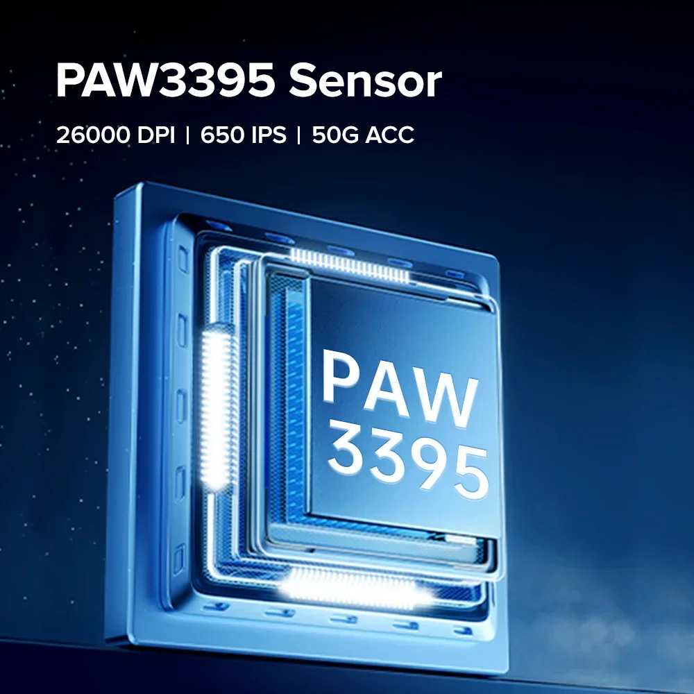 Delux-ratón inalámbrico M500 PRO para juegos, dispositivo ergonómico y ligero, con base de carga RGB, 26000DPI, 8K de tasa de sondeo, PAW3395 - imagen 4