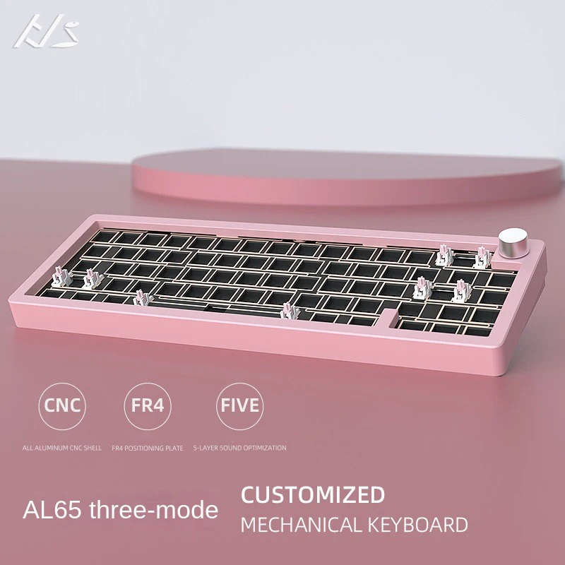 HJS AL65 VS R65 Kit de teclado mecánico CNC de aluminio personalizado tres modos inalámbrico Bluetooth 2,4G RGB teclado para juegos de intercambio en caliente - imagen 5