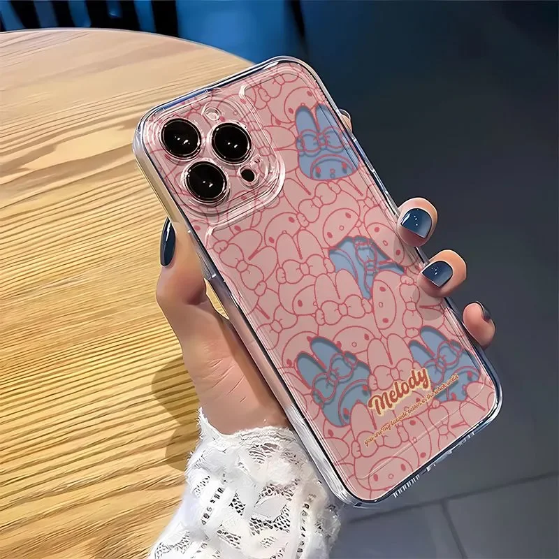 Funda de teléfono de dibujos animados Kawaii My Melody de pantalla completa para iPhone 11 12 13 14 15 16 17 Pro Max X XR XS XSMAX SE 7 8 Plus Y2K - imagen 5
