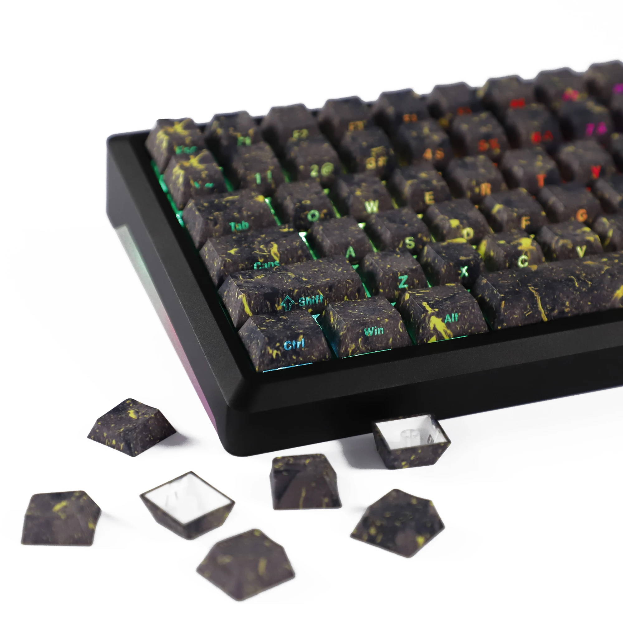 YMDK-teclas con patrón de oro y negro, 136 teclas, juego completo de teclas laterales, perfil PBT Dye Sub Cherry para teclado mecánico MX - imagen 2
