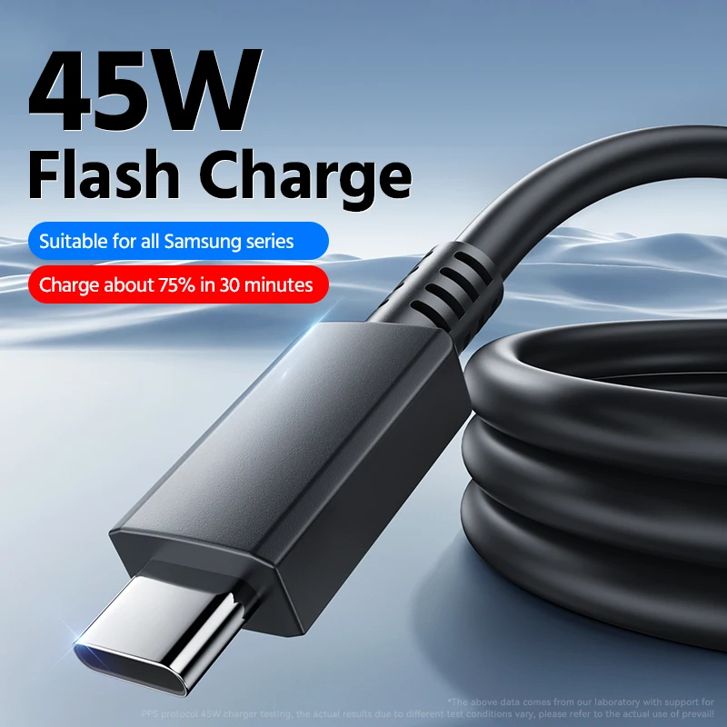 Cable de carga súper rápido PD 3,0 45W para Samsung Galaxy S23 S22 S21 Ultra 10 9 Note 20 10 línea de datos USB tipo C Dual 1m/1,5 m/2m