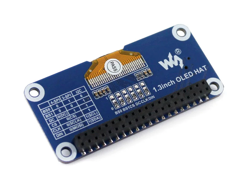 Waveshare sombrero con pantalla OLED de 1,3 pulgadas para Raspberry Pi 2B/3B/3B +/Zero/Zero W, 128x64 píxeles, SPI, interfaz I2C, controlador integrado - imagen 3