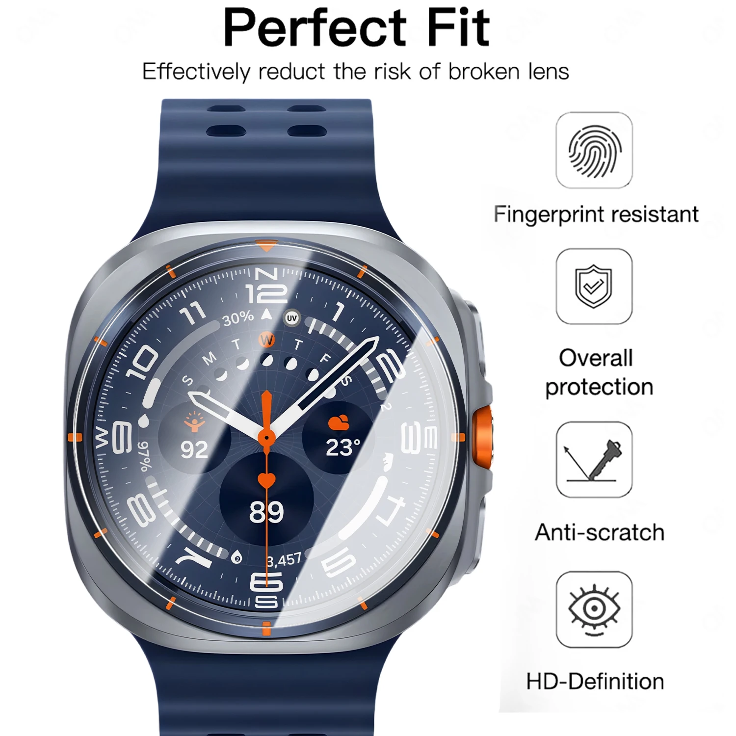 1-5 uds vidrio templado para Samsung Galaxy Watch Ultra 47mm 9H Protector de pantalla Premium fácil de instalar para Galaxy Watch Ultra - imagen 2