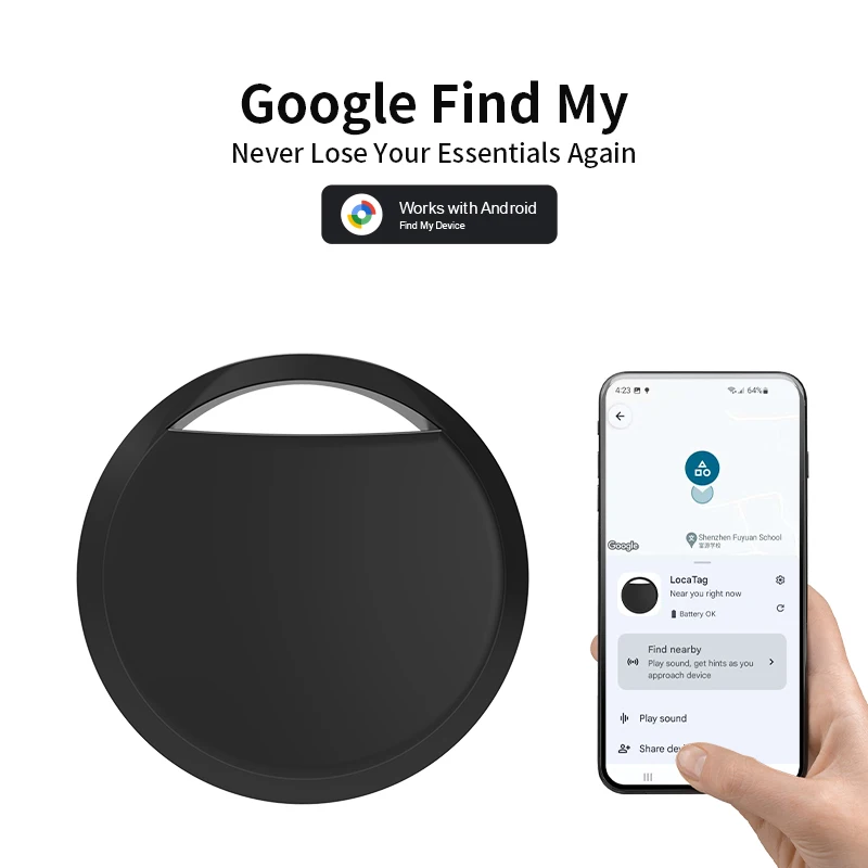 Rastreador GPS Bluetooth para teléfonos Android, funciona con Google Find My App, buscador de llaves, etiqueta inteligente para mascotas para Xiaomi, Samsung, Iphone 2025