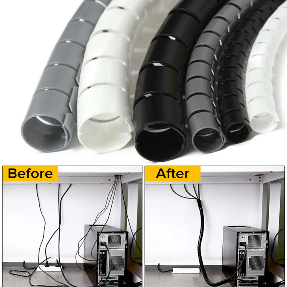 Organizador Espiral Cables Flexible – Protector Antiahullos Escritorio