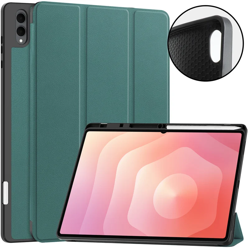 Para Samsung Tab S11 Ultra funda con portalápices funda inteligente magnética de cuero PU triple para Galaxy Tab S11 Ultra funda de 14,6 pulgadas - imagen 2
