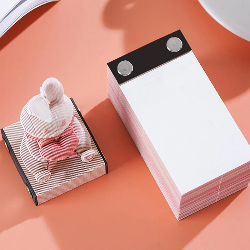 Bloc de notas de conejo lindo, Bloc de notas de conejo, regalo de cumpleaños, escultura de papel de niña, decoración artística - imagen 4