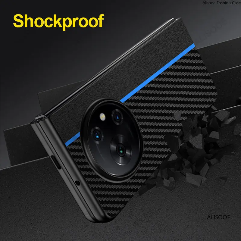 Funda plegable para Tecno Phantom V, cubierta trasera de cuero PU con textura de fibra de carbono, a prueba de golpes, protección 5G - imagen 5