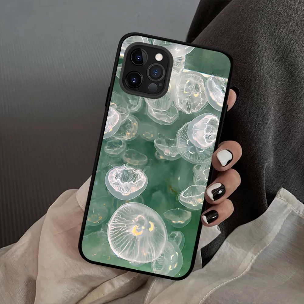 Preciosa Funda de teléfono con medusas para IPhone 15 14 11 12 13 Mini Pro XS Max, Funda 6 7 8 Plus X XR SE 2020 - imagen 2