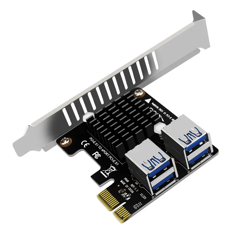Tarjeta elevadora PCI-E de 1 a 4 ranuras PCI Express X1, adaptador PCIE 1X de 4 puertos, expansión de tarjeta gráfica, tarjeta multiplicadora ASM1184E
