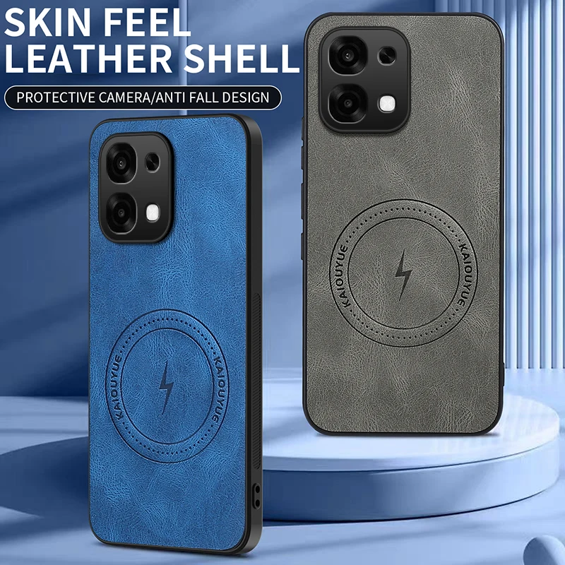 Funda de cuero PU para OPPO A6 Pro, Funda de lujo para coche, plástico duro magnético a prueba de golpes, Funda protectora para teléfono