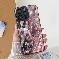 Funda de teléfono con mariposa para iPhone 13, 11, 16, 14, 15, 12, 17 Pro Max 17 Air 16E XR 7 8 Plus SE 2020 2022, cubierta de vidrio templado a prueba de golpes