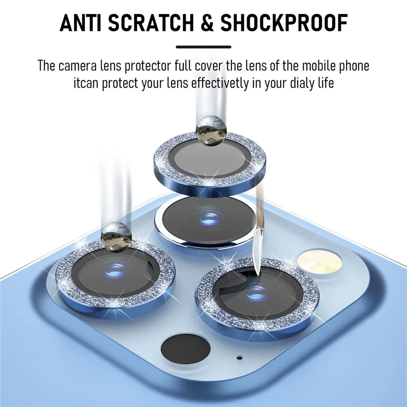 1 Juego de Protector de lente de cámara de cristal con anillo de Metal para IPhone 13 12 15 Pro Max 14 Plus Mini 15Pro 14Pro IPhone14 accesorios de cubierta - imagen 2