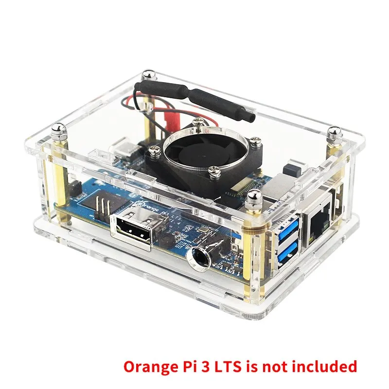 Carcasa transparente de carcasa acrílica Orange Pi 3 LTS, ventilador de refrigeración opcional, disipadores de calor, funda transparente para Orange Pi 3 LTS - imagen 2