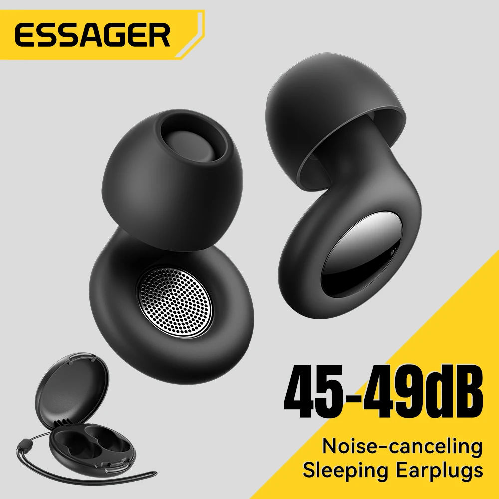 ESSAGER Tapones para los oídos con cancelación de ruido para dormir Tapones para los oídos de silicona suave para dormir Auriculares con reducción de ruido para dormir Trabajo Estudio Viajes
