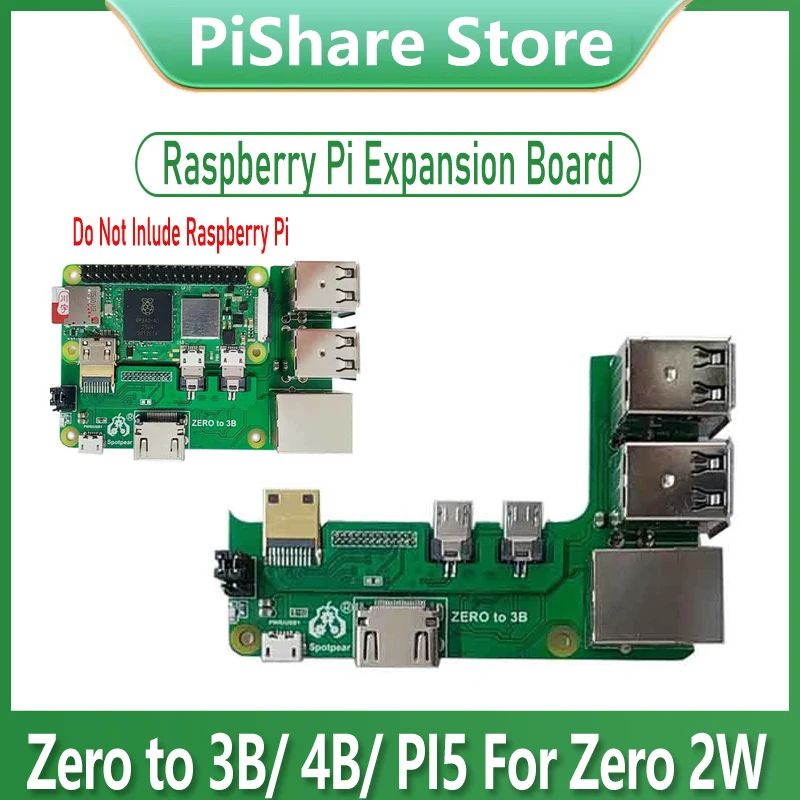 Adaptador de interfaz Raspberry Pi Zero 2w a 3B/4B Zero a Pi0 USB HUB RJ45 HAT Zero a Pi3 / PI4 / PI5 Placa de expansión