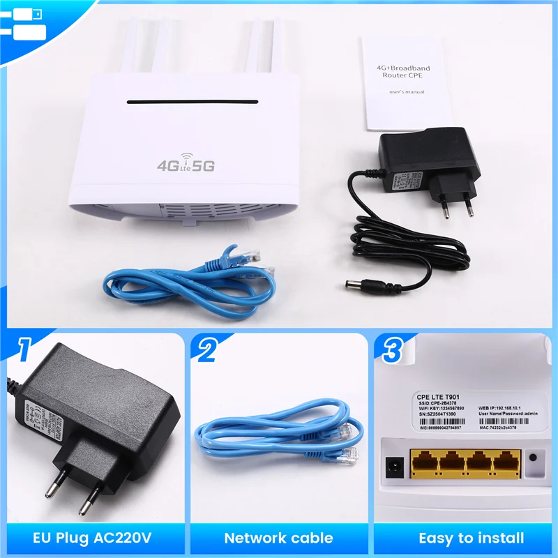 Enrutador WIFI 4G, enrutador doméstico inalámbrico de 300Mbps, 4 antenas externas, enrutador Wifi con tarjeta SIM 4G - imagen 5