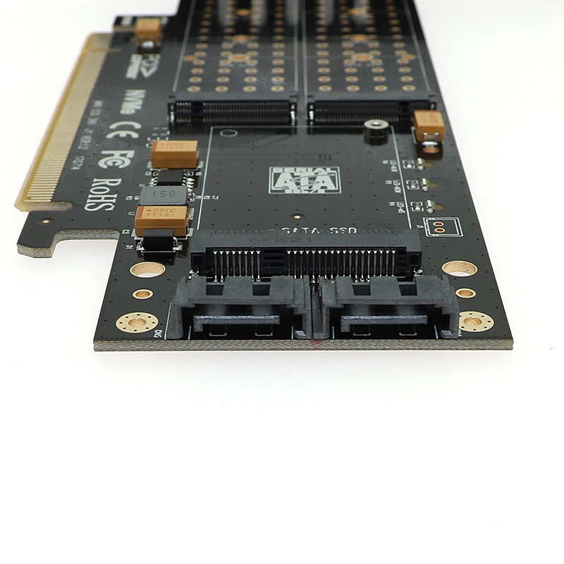 Adaptador PCI-E 3,0 X16 a M.2 SSD PCIE a M2 Raiser M Key B Key mSATA 2x7pin SATA Port NVME M2 SSD AHCI mSATA 3 en 1 Riser Card - imagen 4