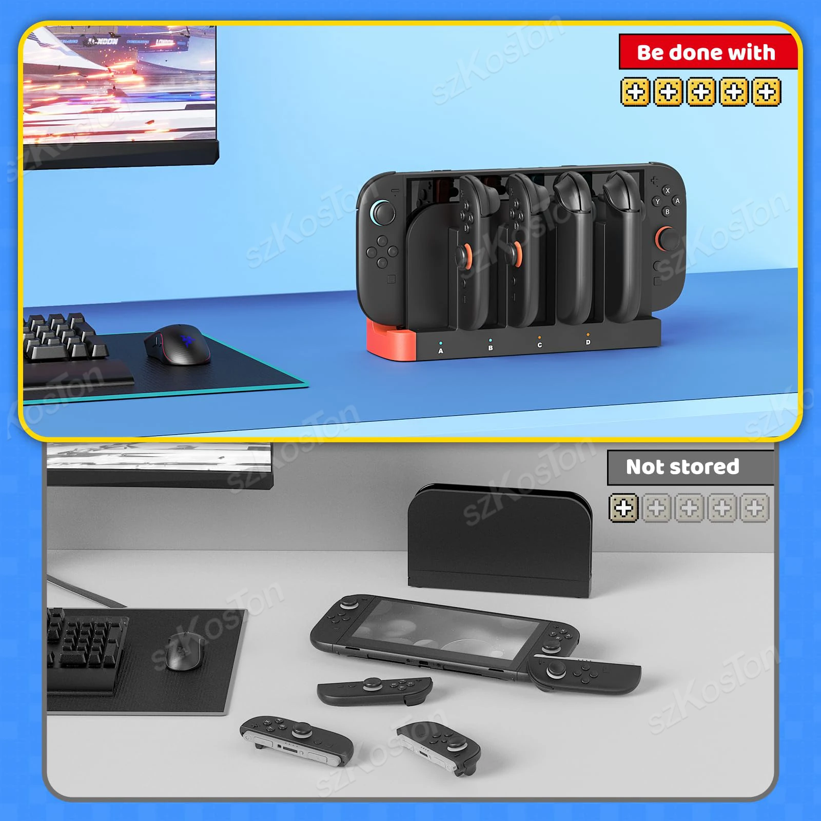 Estación de carga de controlador 4 en 1 para Switch 2, Joycon, indicador LED, base de carga rápida portátil para accesorios de juego Switch2 - imagen 5