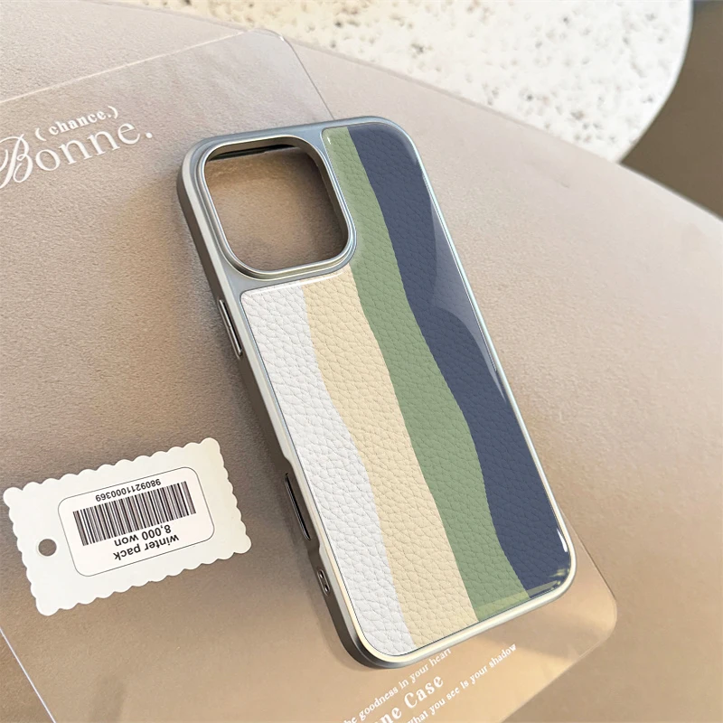 Funda de teléfono anticaída de TPU con textura de cuero con patrones de ondas multicolores para iPhone XR/11/12/13/14/15/16/17 Pro Max - imagen 5