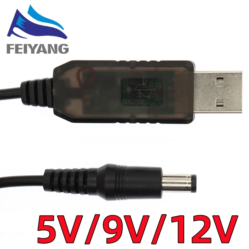 Línea de refuerzo de energía USB DC 5V a DV 9V/12V módulo elevador 1M Cable adaptador convertidor USB enchufe de 2,1x5,5mm para Arduino WIFI