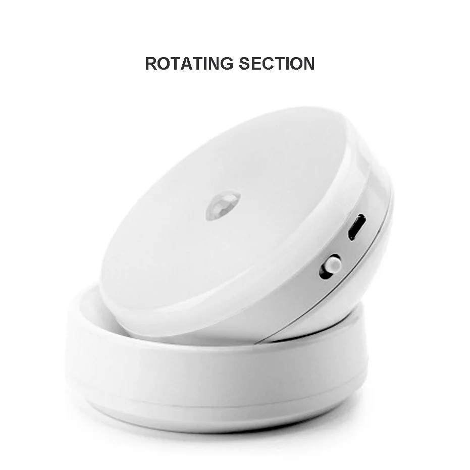Luz LED nocturna con Sensor de movimiento PIR, lámpara giratoria de 360 grados, iluminación de 6 LED para armario, armario, cocina, luz nocturna - imagen 5