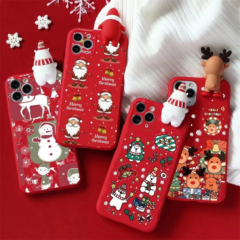 Funda navideña de oso de Papá Noel para Samsung Galaxy Note 20 Ultra 10 Lite A50 A50S A30S A33 A31 A22 A23 A12 A03 A13 S10 Plus A02S