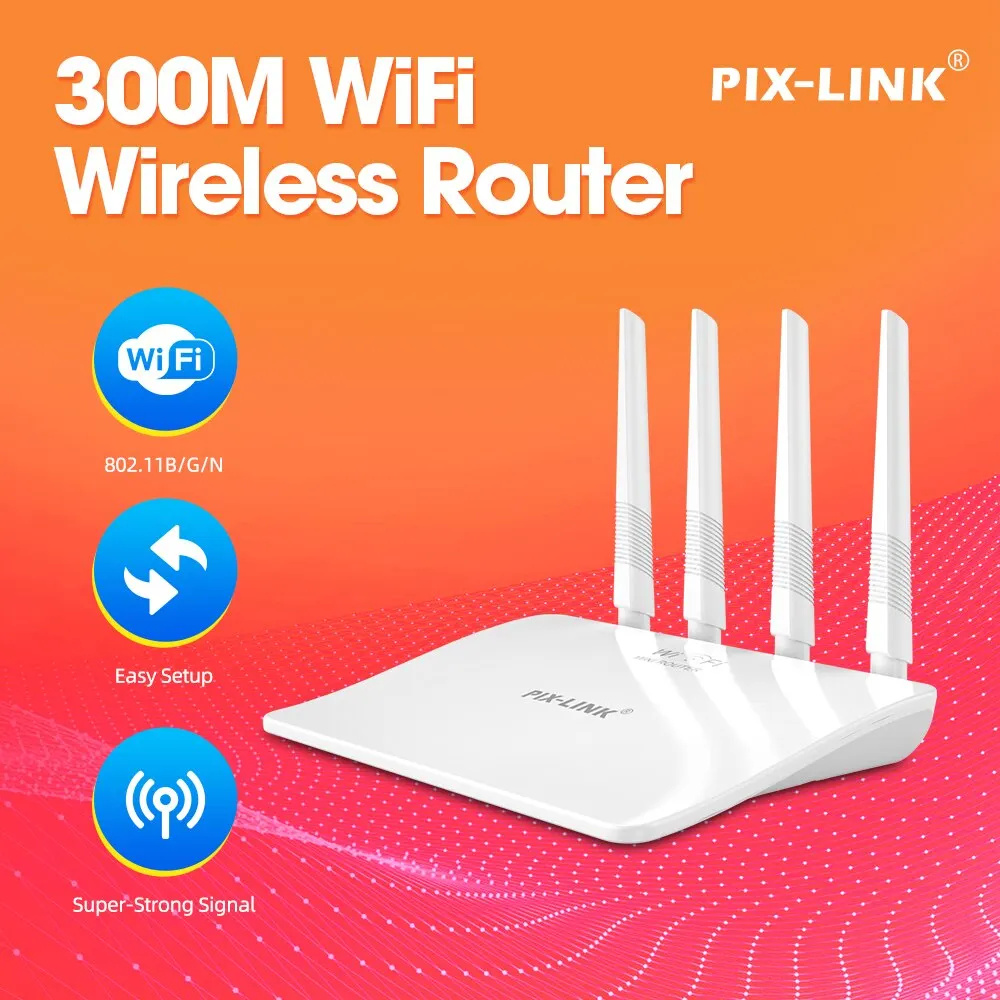 Router PIX-LINK WR21Q 300Mbps Wireless-N Internet Mini inalámbrico Wifi Router Antenas externas WISP repetidor AP Modo
