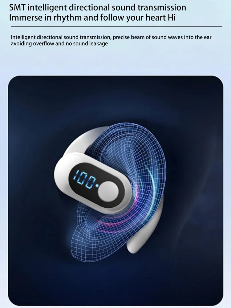 Auriculares inalámbricos intrauditivos, audífonos deportivos con pantalla digital monoaural, cancelación de ruido, batería de larga duración - imagen 5