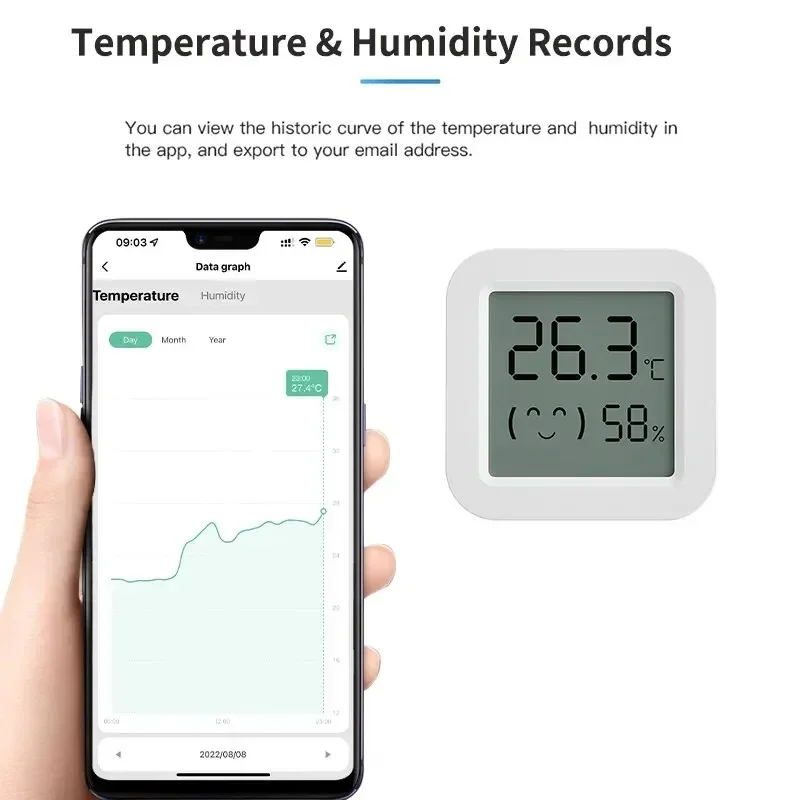 Sensor de temperatura y humedad Tuya, Mini pantalla Digital LCD, Compatible con aplicación Bluetooth, Control remoto, termómetro, higrómetro - imagen 4
