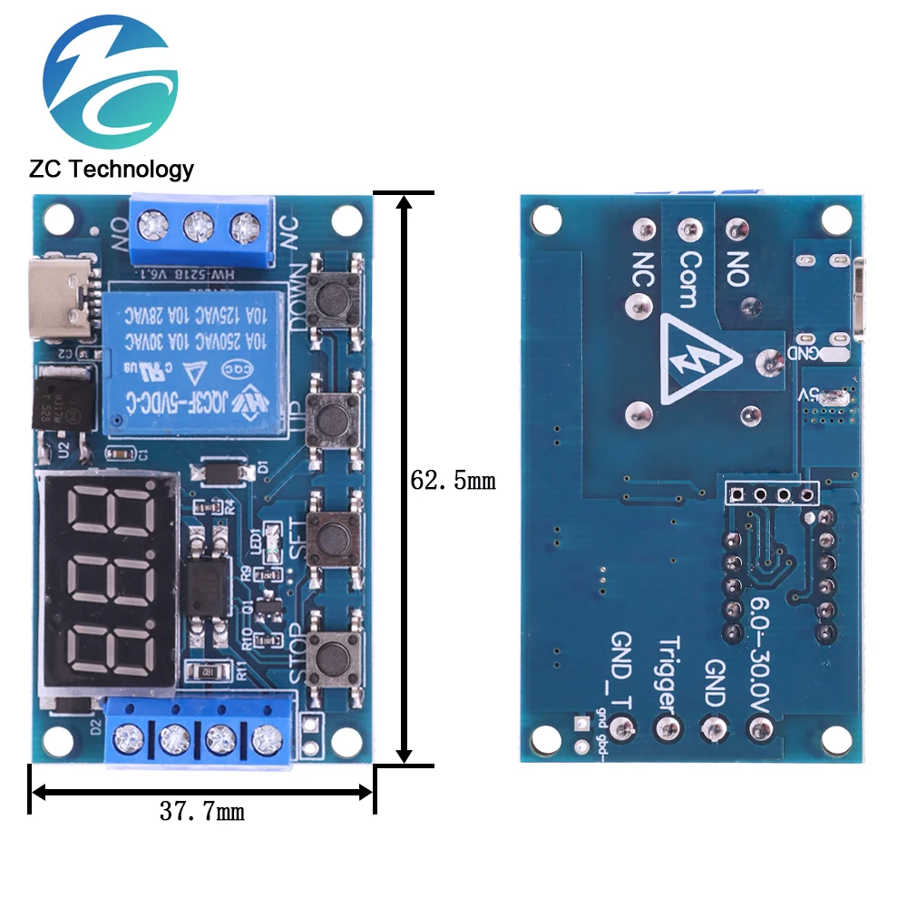 Temporizador de retardo de ciclo de automatización, interruptor de Control de apagado, relé de tiempo de retardo, CC 6-30V, soporte Micro tipo c, USB 5V, pantalla LED, 6V, 9V, 12V, 24V - imagen 5